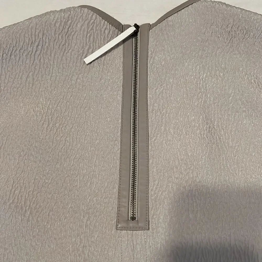 NWOT Helmut Lang sleeveless back zip blouse longer in back side slits satin trim - Picture 3 of 10